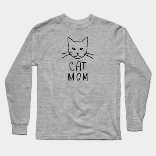 Cat Mom Line Art Long Sleeve T-Shirt
